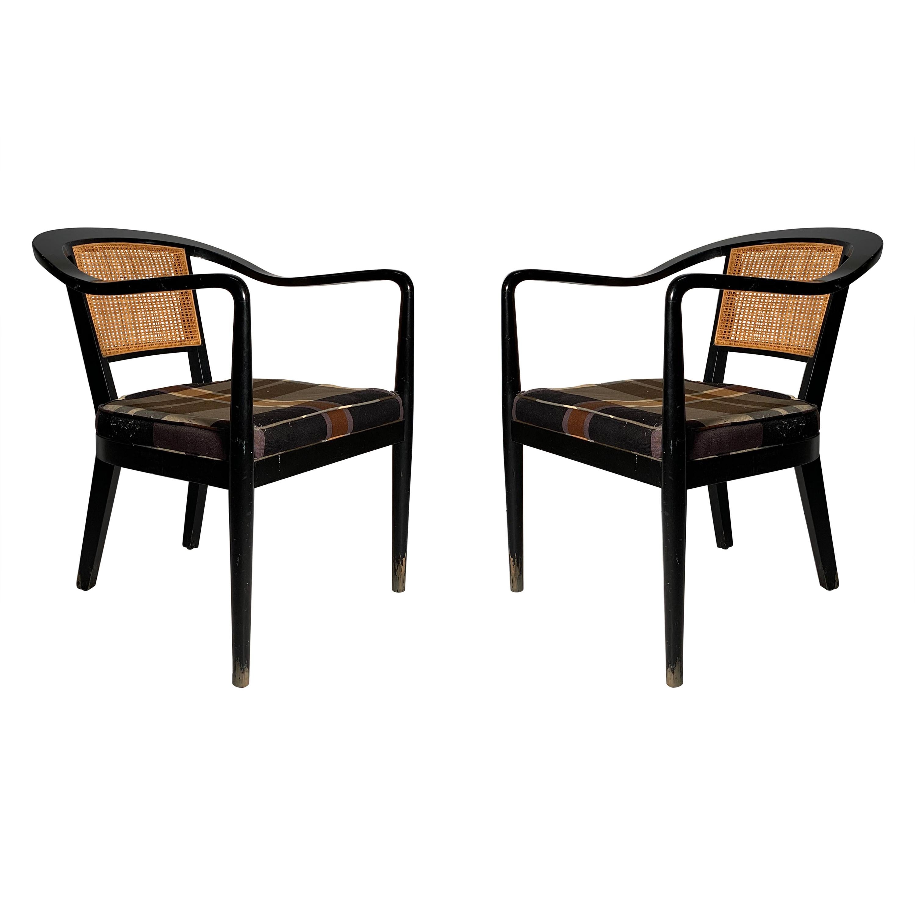Elegant Pair of Vintage Cane Back Armchairs