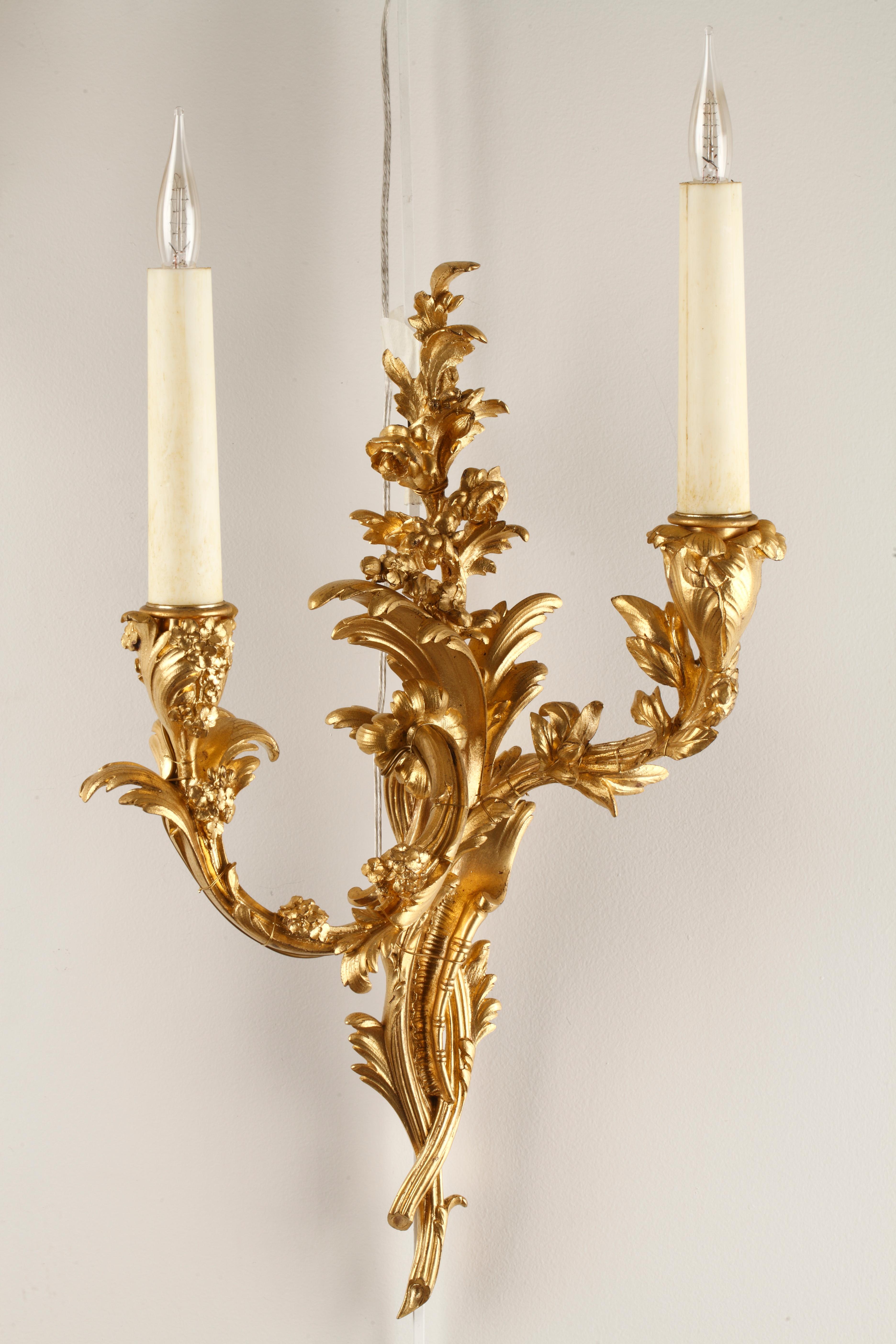 French Elegant Pair of Wall-Lights Attributed to Maison Millet, France, Circa 1880