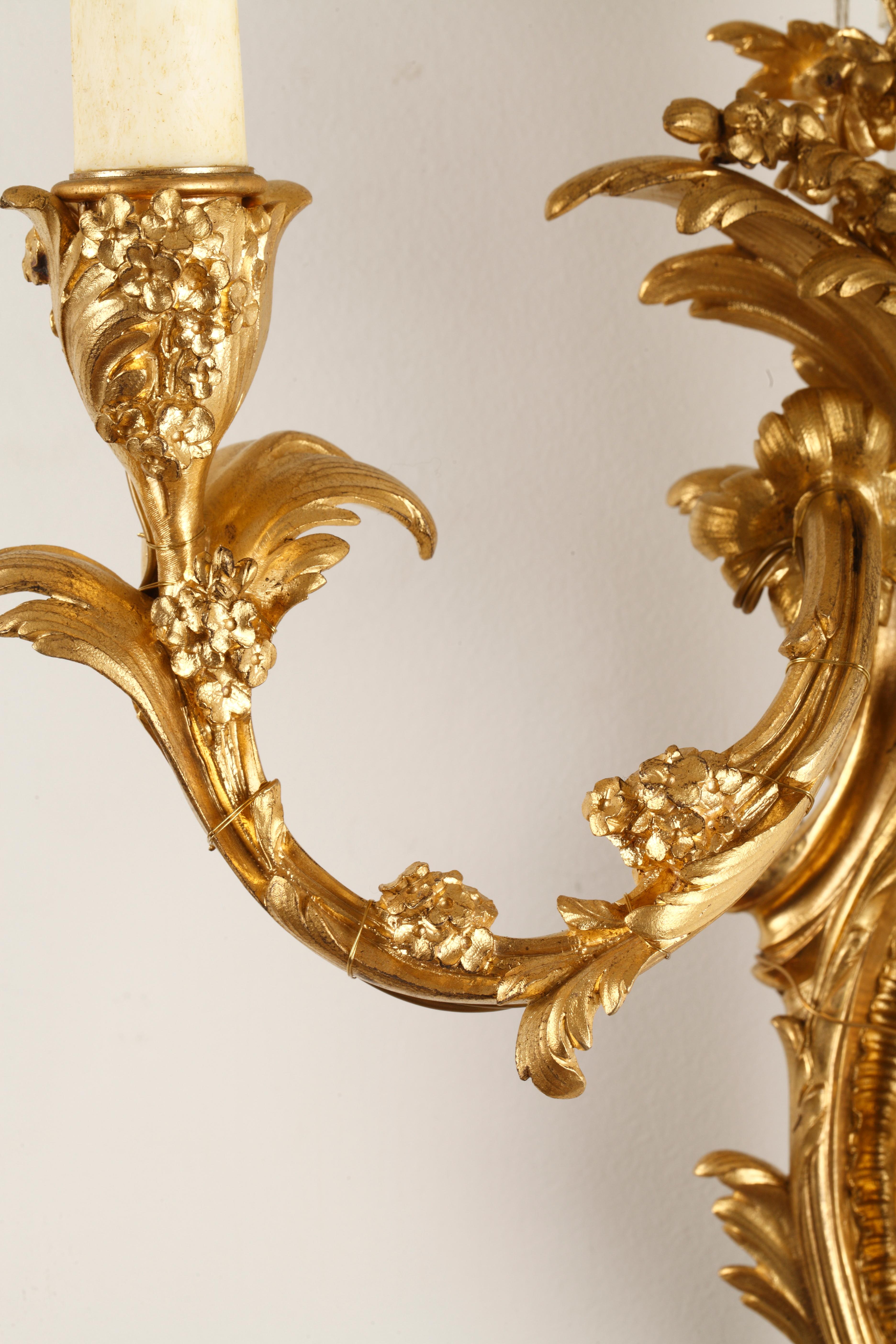 Late 19th Century Elegant Pair of Wall-Lights Attributed to Maison Millet, France, Circa 1880