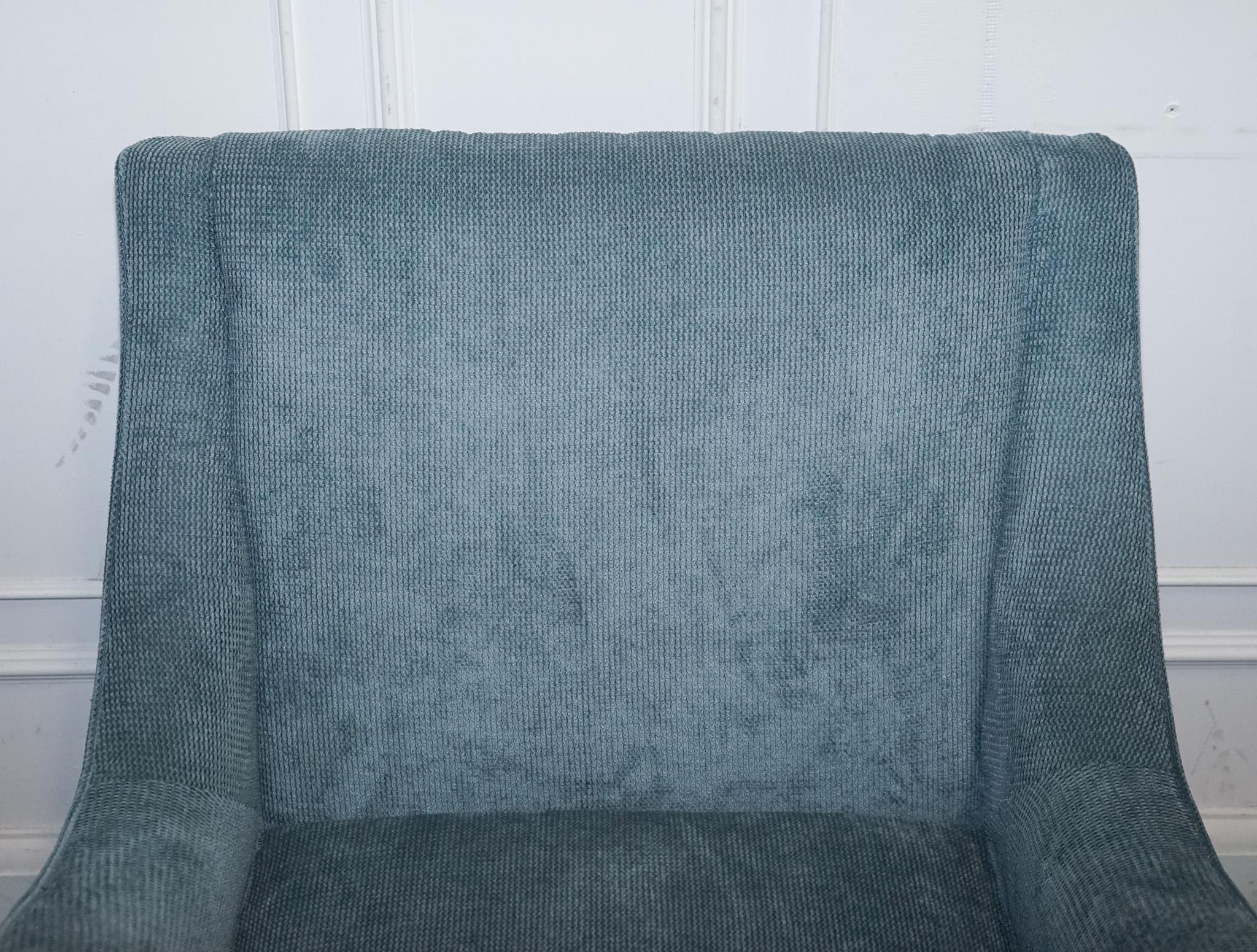 Velvet ELEGANT PALE BLUE VELVER SIDE CHAIR ARMCHAIR WiTH BLACK AND GOLD LEGS For Sale