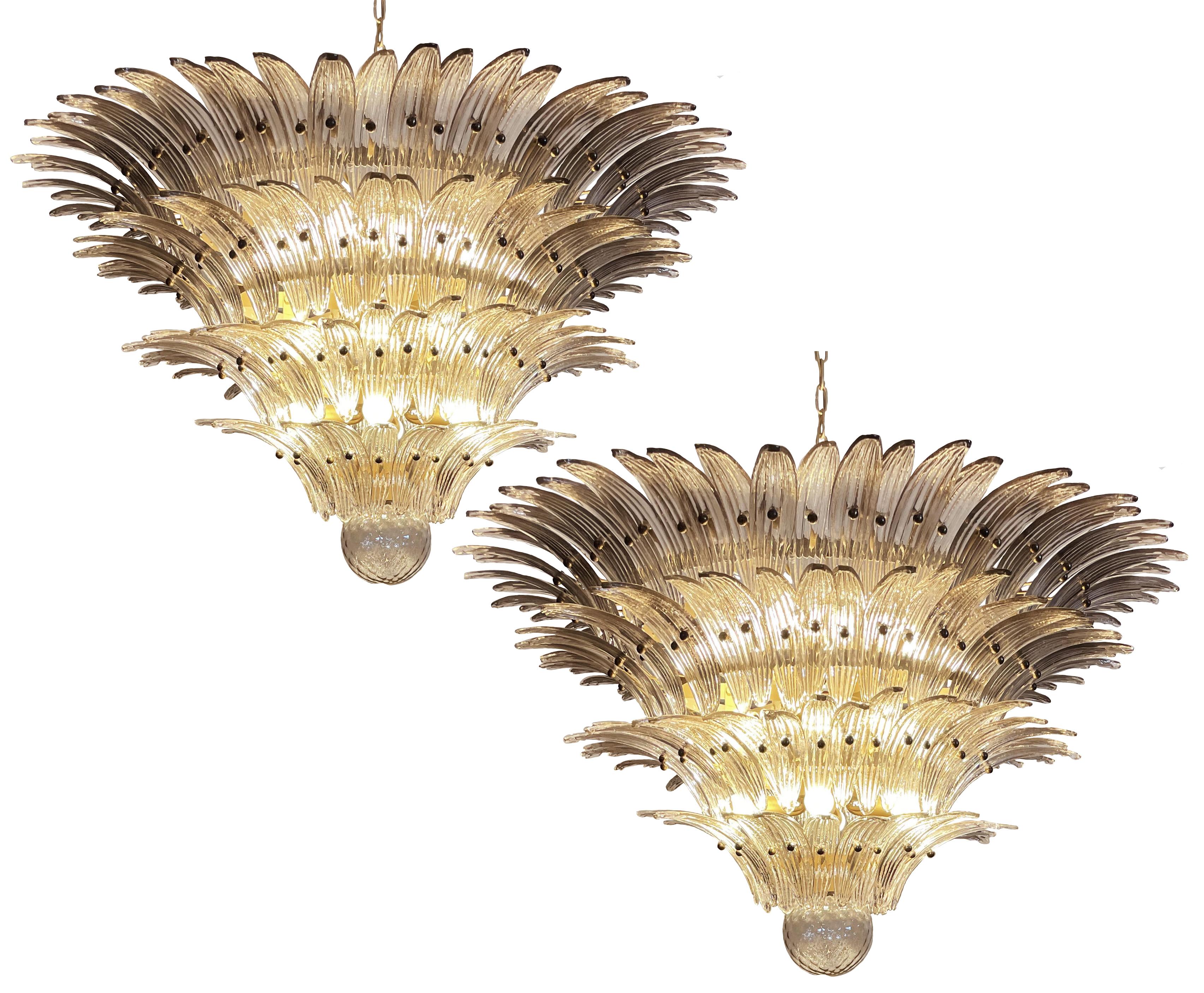 Elegant Palmette Ceiling Light, Smoked Glasses Murano In Good Condition For Sale In Budapest, HU