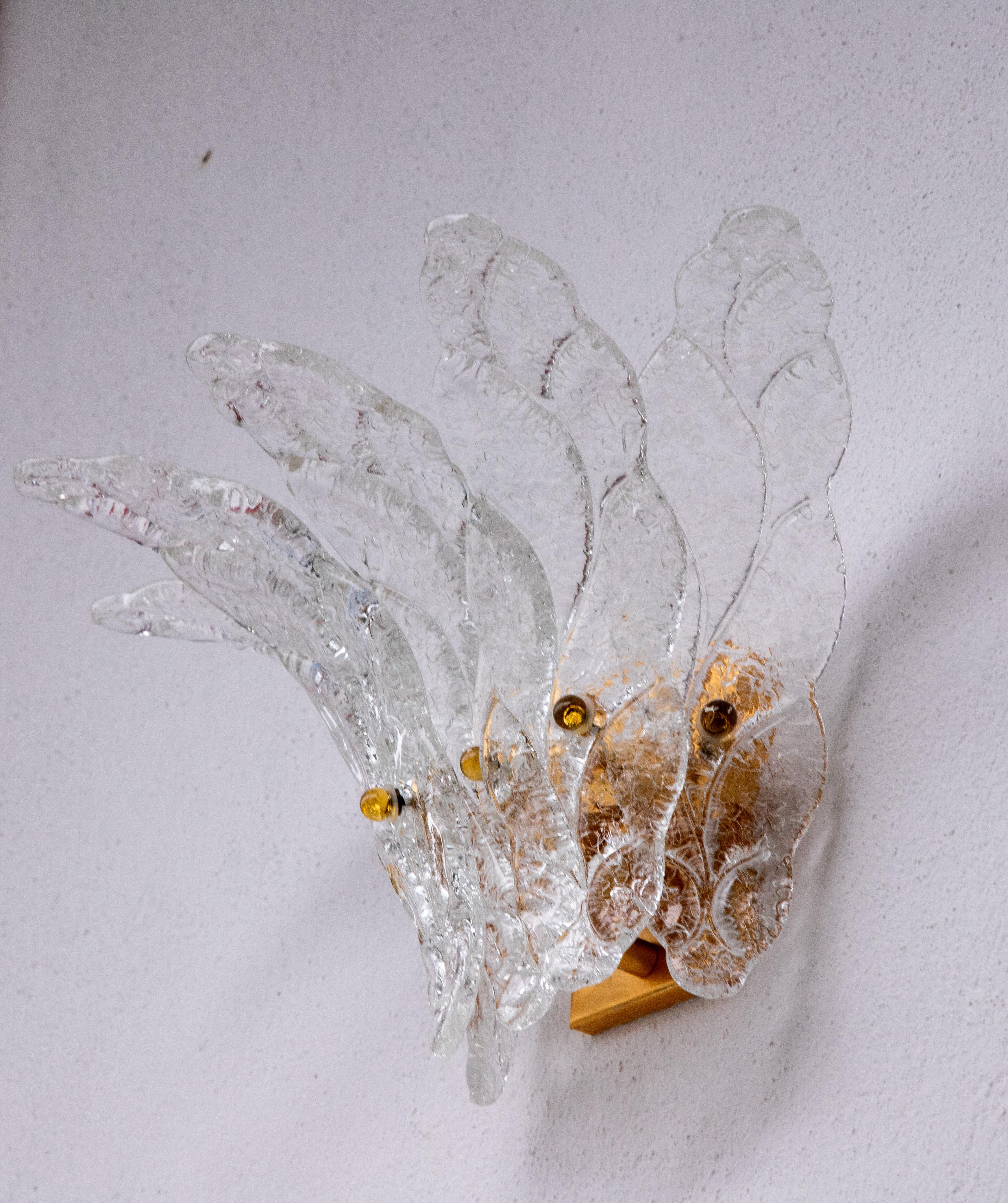 Applique Palmette élégante, verre de Murano, 1970 Bon état - En vente à Roma, IT