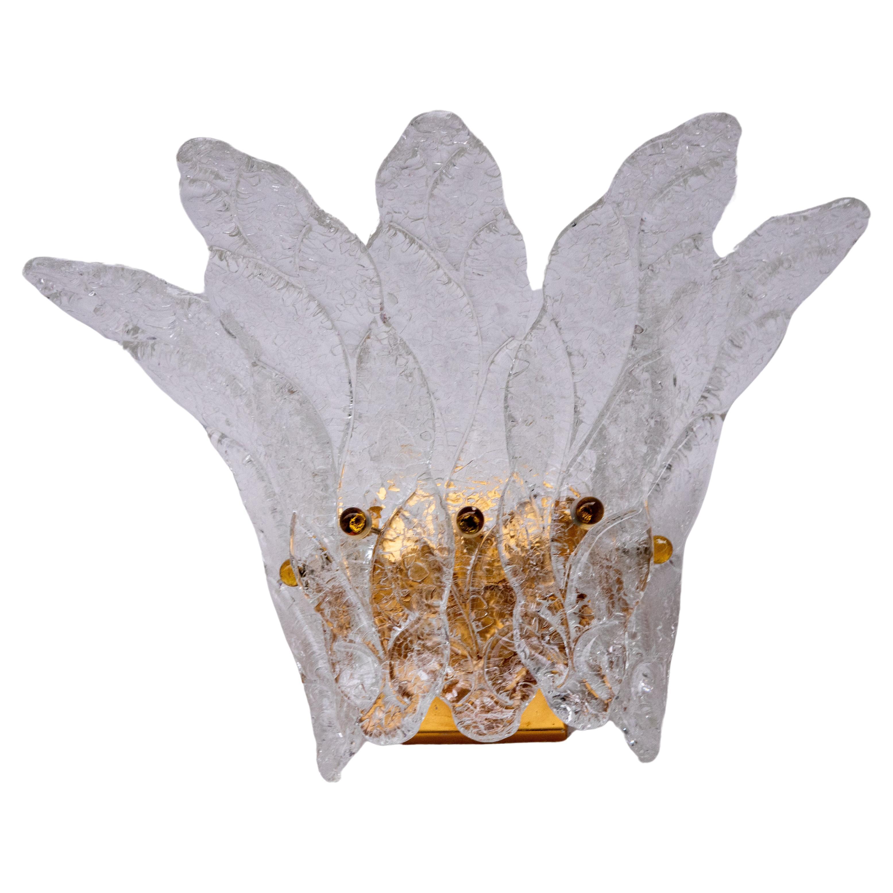 Elegant Palmette Wall Light, Murano Glass, 1970s