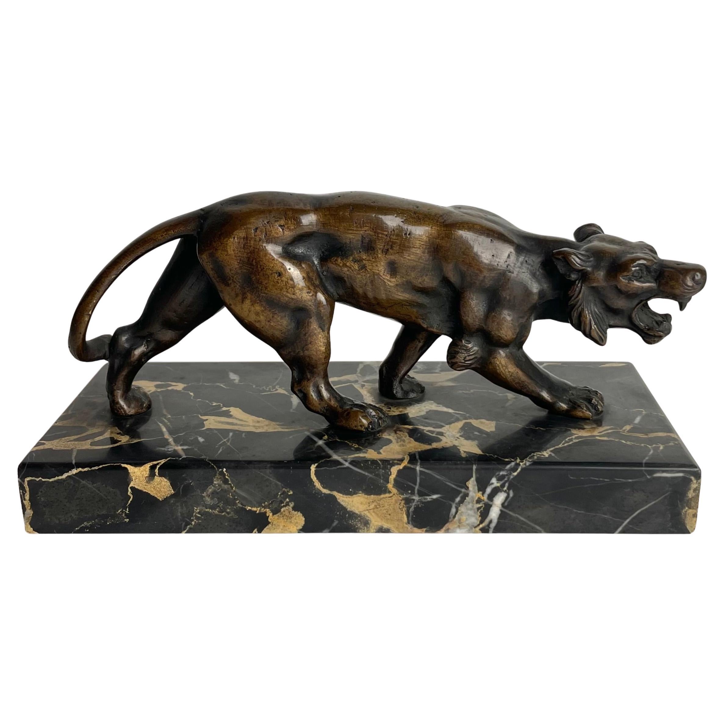 Elegant Paperweight in Bronze and Nero Portoro marble. Late 19th Century