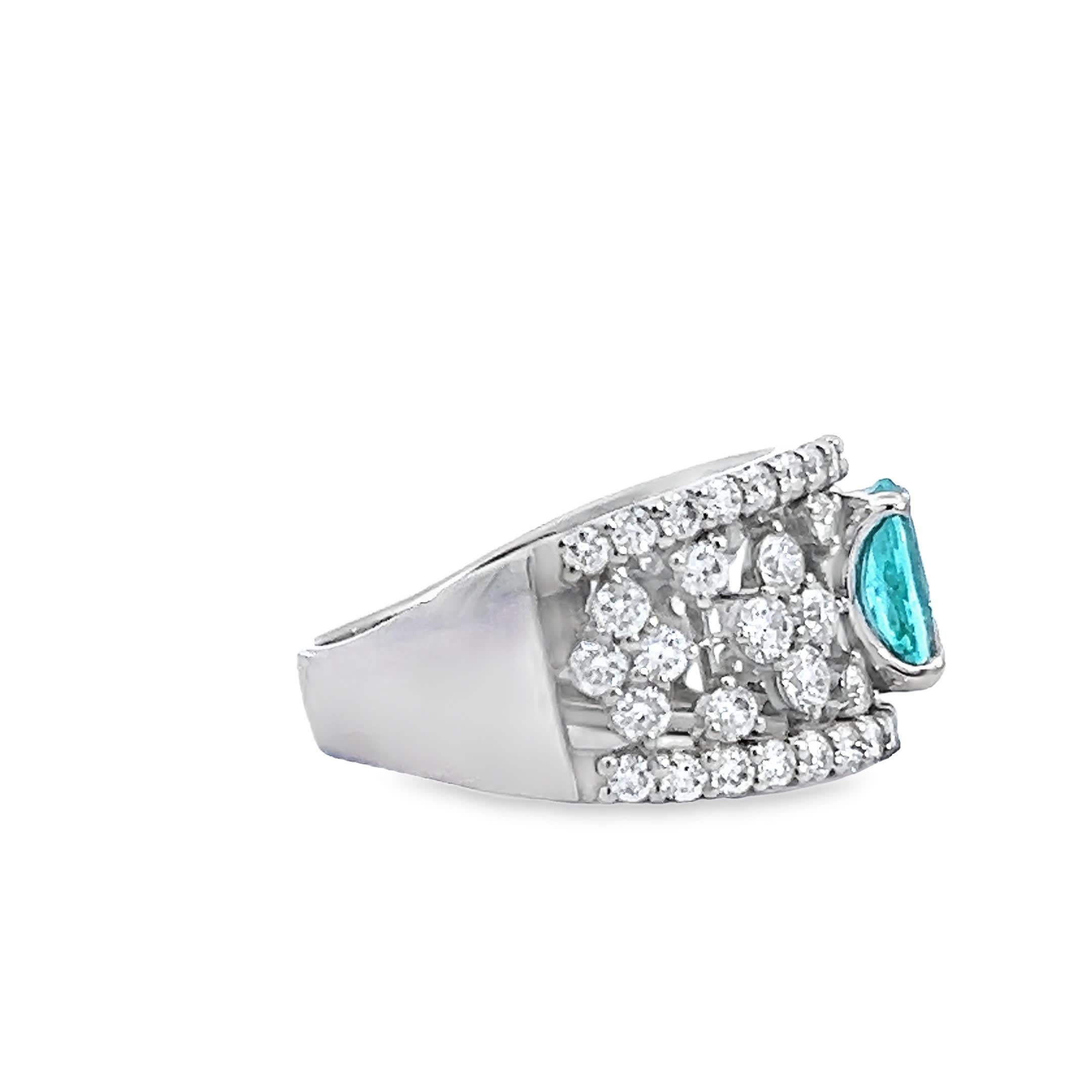 Elegant Pariba and Diamond Ring For Sale 3