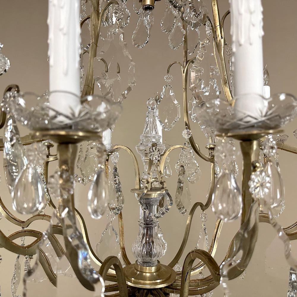 Elegant Parisian Style Brass and Cut Crystal Chandelier For Sale 6