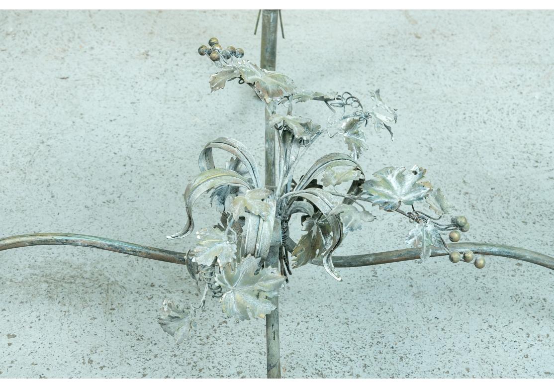 Elegant Patinated Aluminum, Tole & Glass Cocktail Table For Sale 3