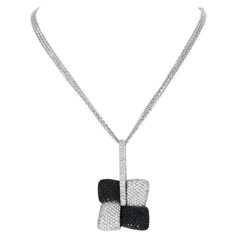 Elegant Pave Dia Pendant + Necklace in 18k Gold with Appx 5 Cts White Dias and 4