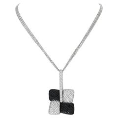 Vintage Elegant Pave Dia Pendant + Necklace in 18k Gold with Appx 5 Cts White Dias and 4