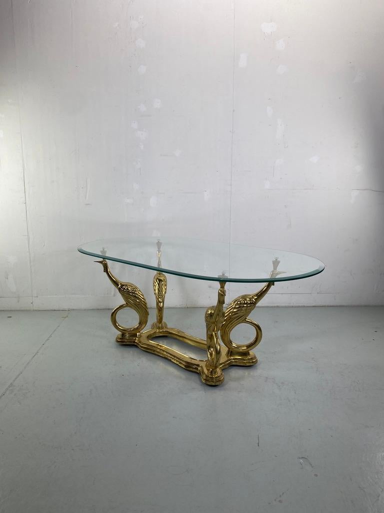 Elegant Peacock brass coffee table Maison Charles style- France For Sale 4