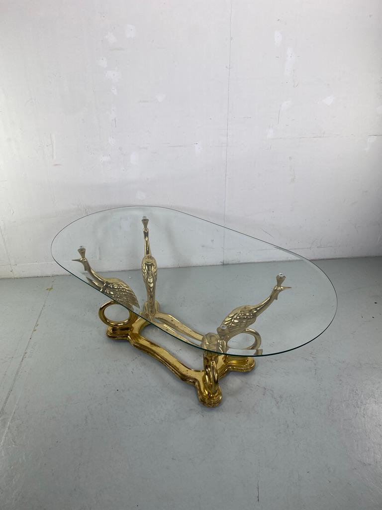 Elegant Peacock brass coffee table Maison Charles style- France For Sale 5