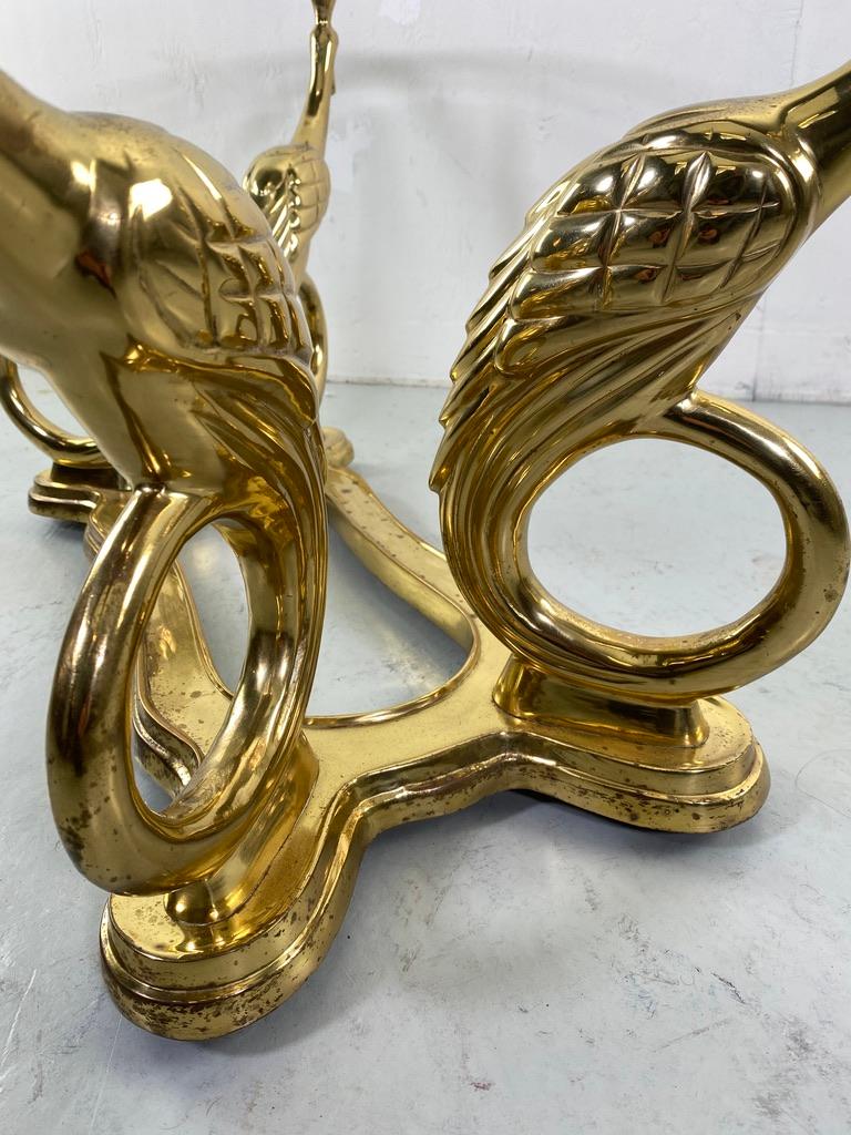 Elegant Peacock brass coffee table Maison Charles style- France For Sale 6