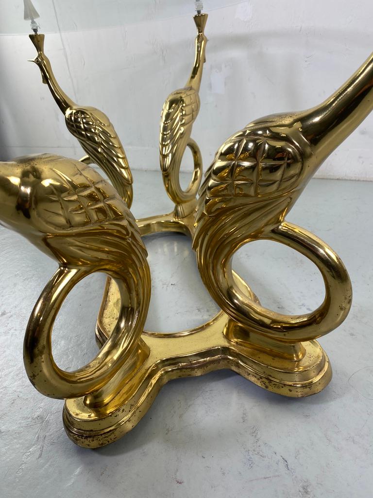 Elegant Peacock brass coffee table Maison Charles style- France For Sale 7