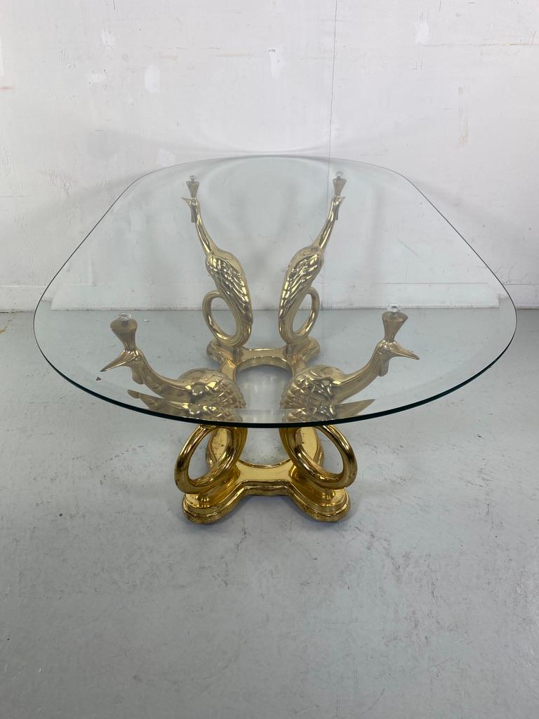 Elegant Peacock brass coffee table Maison Charles style- France For Sale 8