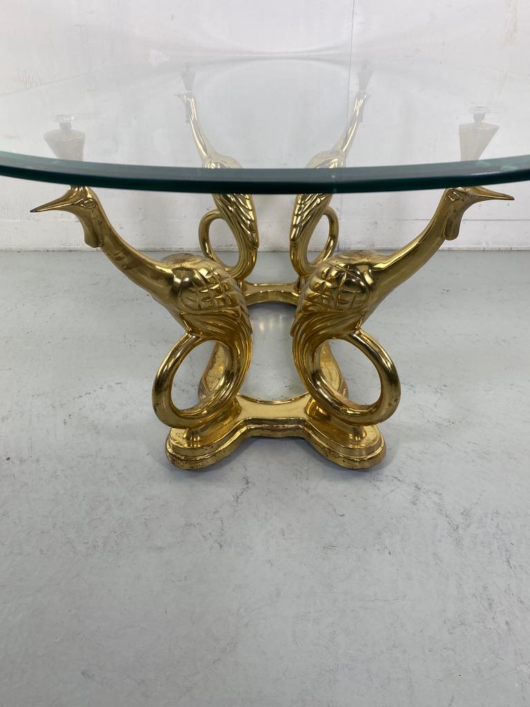 Elegant Peacock brass coffee table Maison Charles style- France For Sale 9