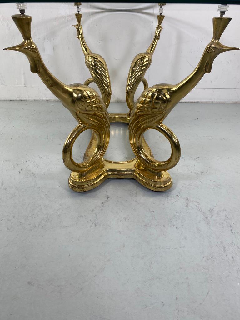 Elegant Peacock brass coffee table Maison Charles style- France For Sale 10