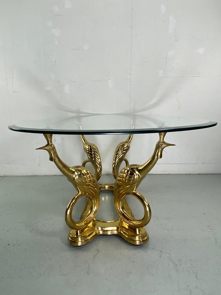 Elegant Peacock brass coffee table Maison Charles style- France For Sale 12
