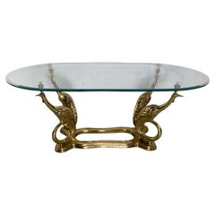 Elegant Peacock brass coffee table Maison Charles style- France