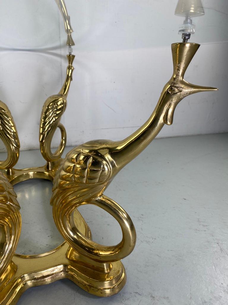 Elegant Peacock brass coffee table Maison Charles style- France For Sale 13