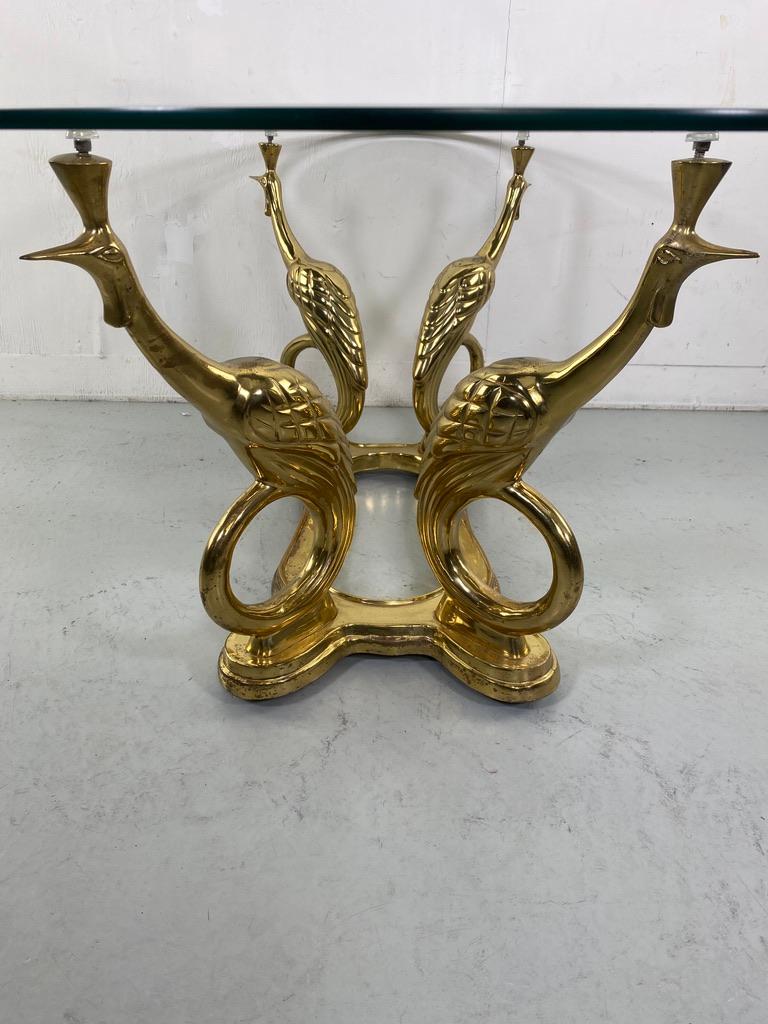 Hollywood Regency Elegant Peacock brass coffee table Maison Charles style- France For Sale