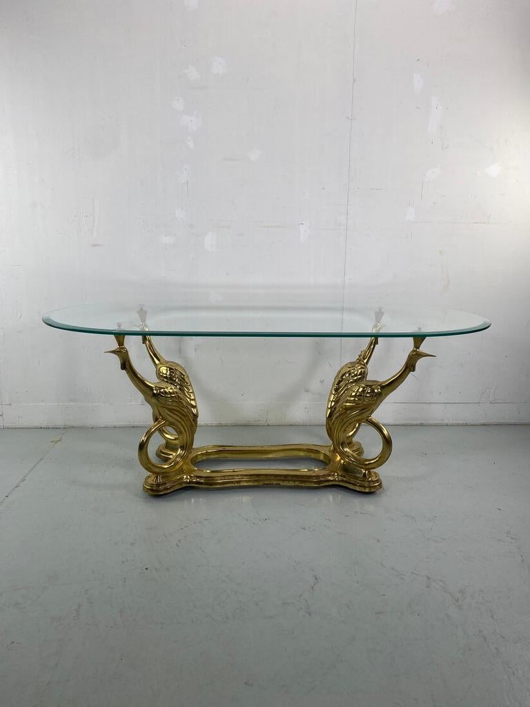 French Elegant Peacock brass coffee table Maison Charles style- France For Sale