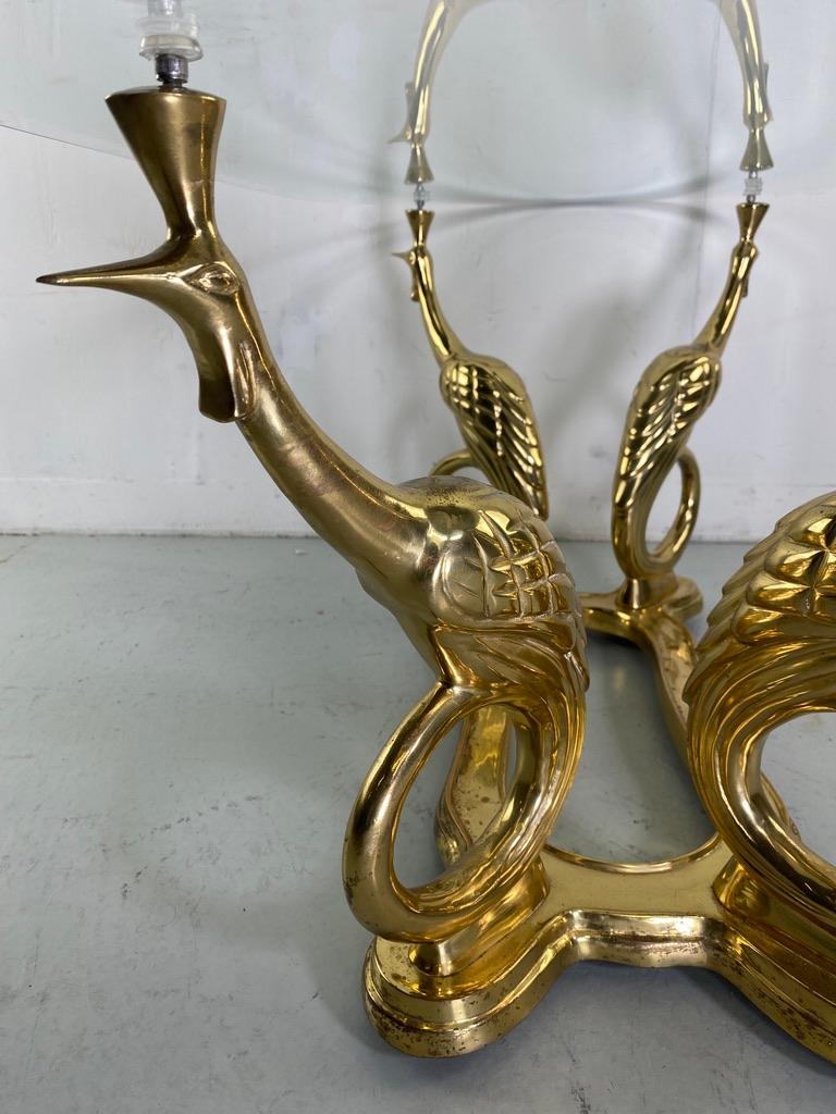 Elegant Peacock brass coffee table Maison Charles style- France In Good Condition For Sale In The Hague, NL