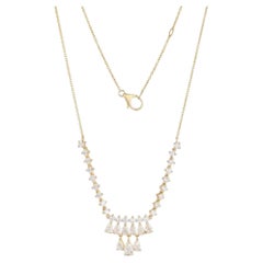 1.06ct Pear-Cut Fancy Diamond 14K Gold Cluster Necklace