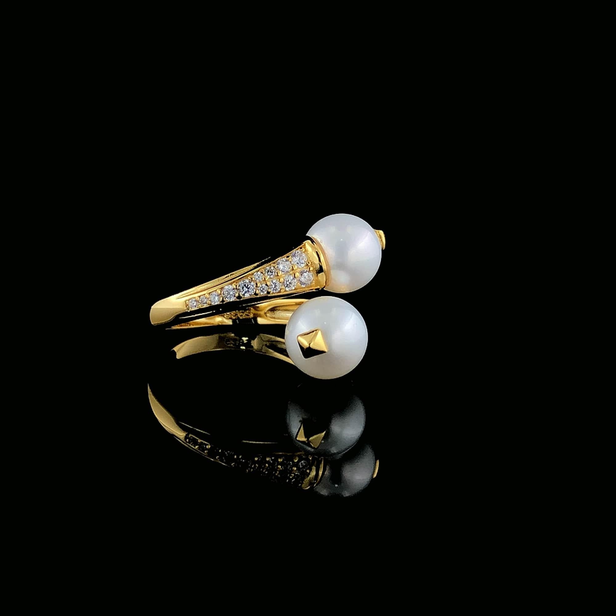 Eleganter Perlen-Whispers-Ring aus Sterlingsilber (Rundschliff) im Angebot