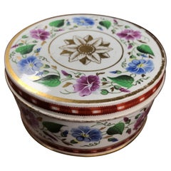Elegant Pearlware Box, Convolvulus & Gilt Decoration, c. 1825