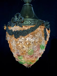 Elegant pendant Glass Flowers Chandelier, Murano, 1950s