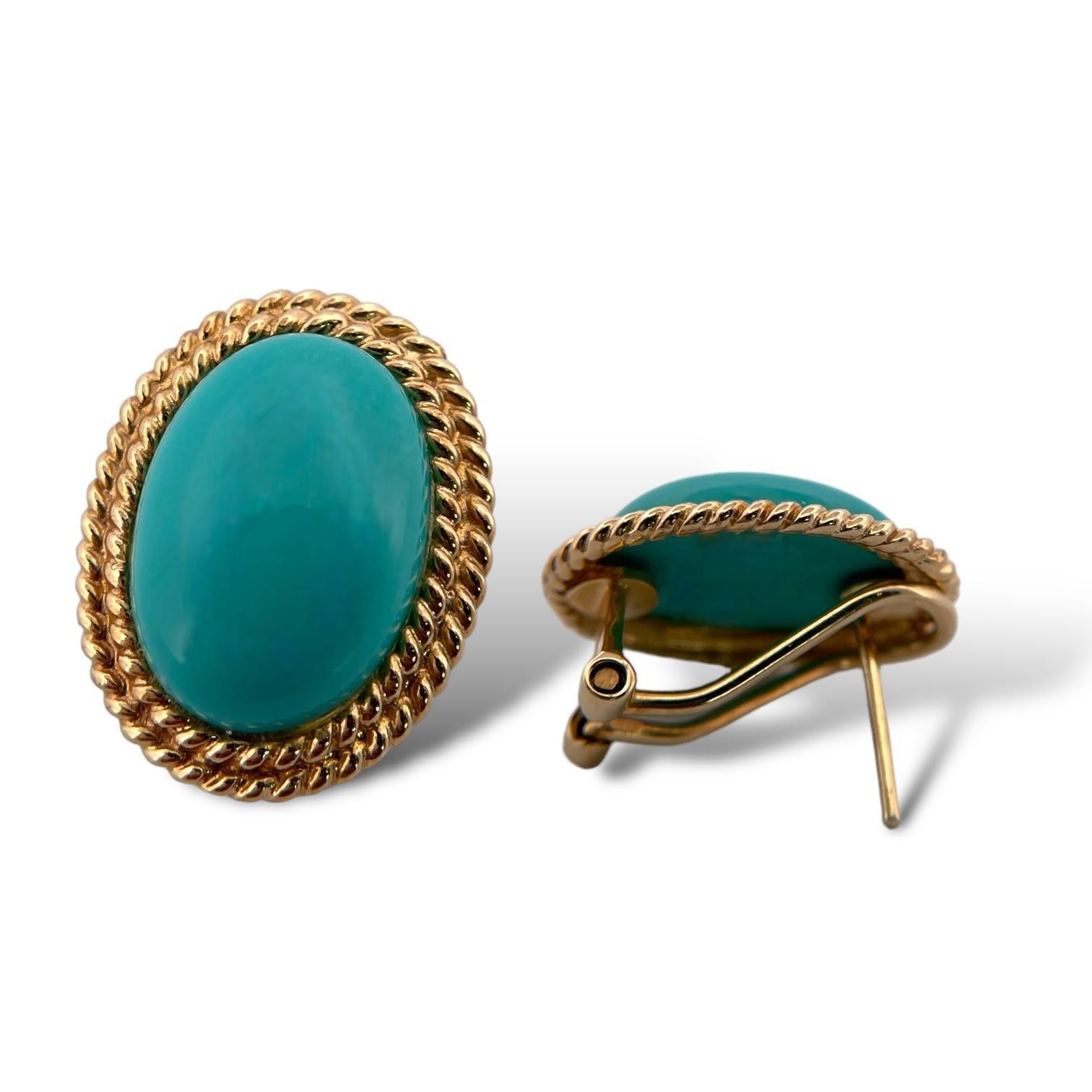 Add a touch of timeless elegance to your collection with these stunning Persian Turquoise Earrings. Weighing 6.10 grams, these exquisite earrings feature vibrant Persian turquoise stones set in 14K yellow gold. Perfect for any occasion, these
