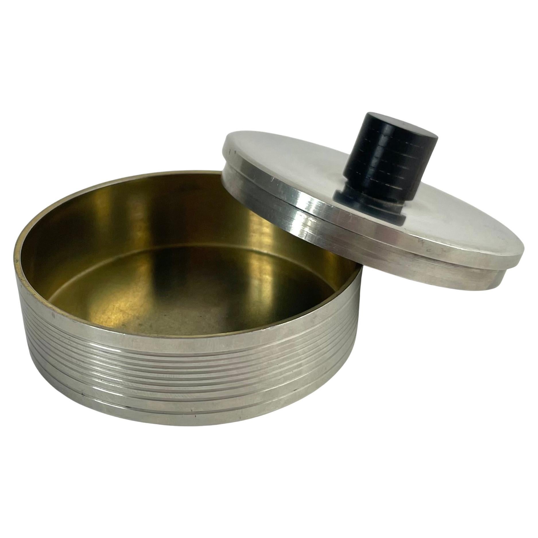 Elegant Pewter Box with Black Wooden Knob, Swedish Grace, GAB 1934 For Sale