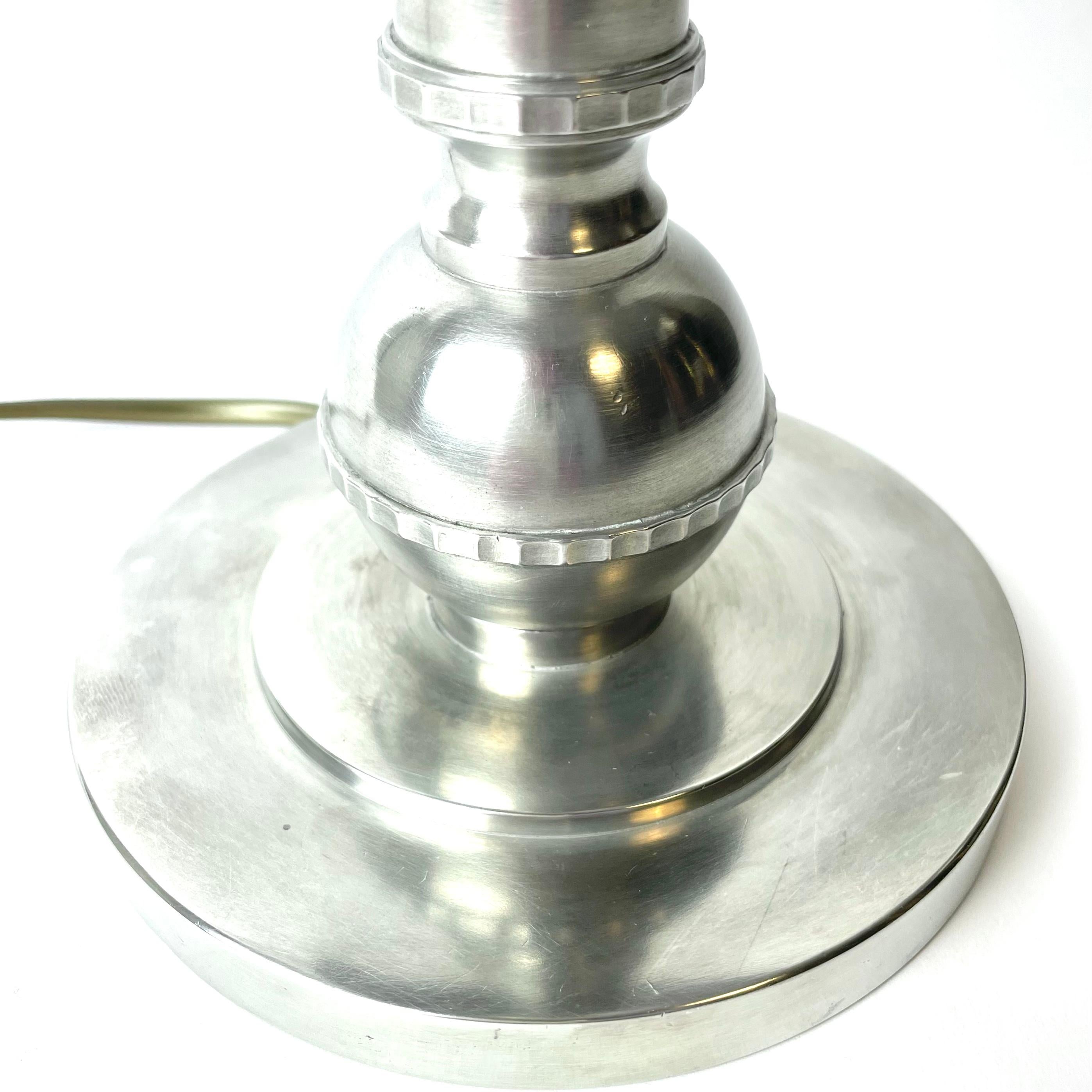 Elegant Pewter Lamp in Art Deco, C.G Hallberg Stockholm, Year 1930 For Sale 1