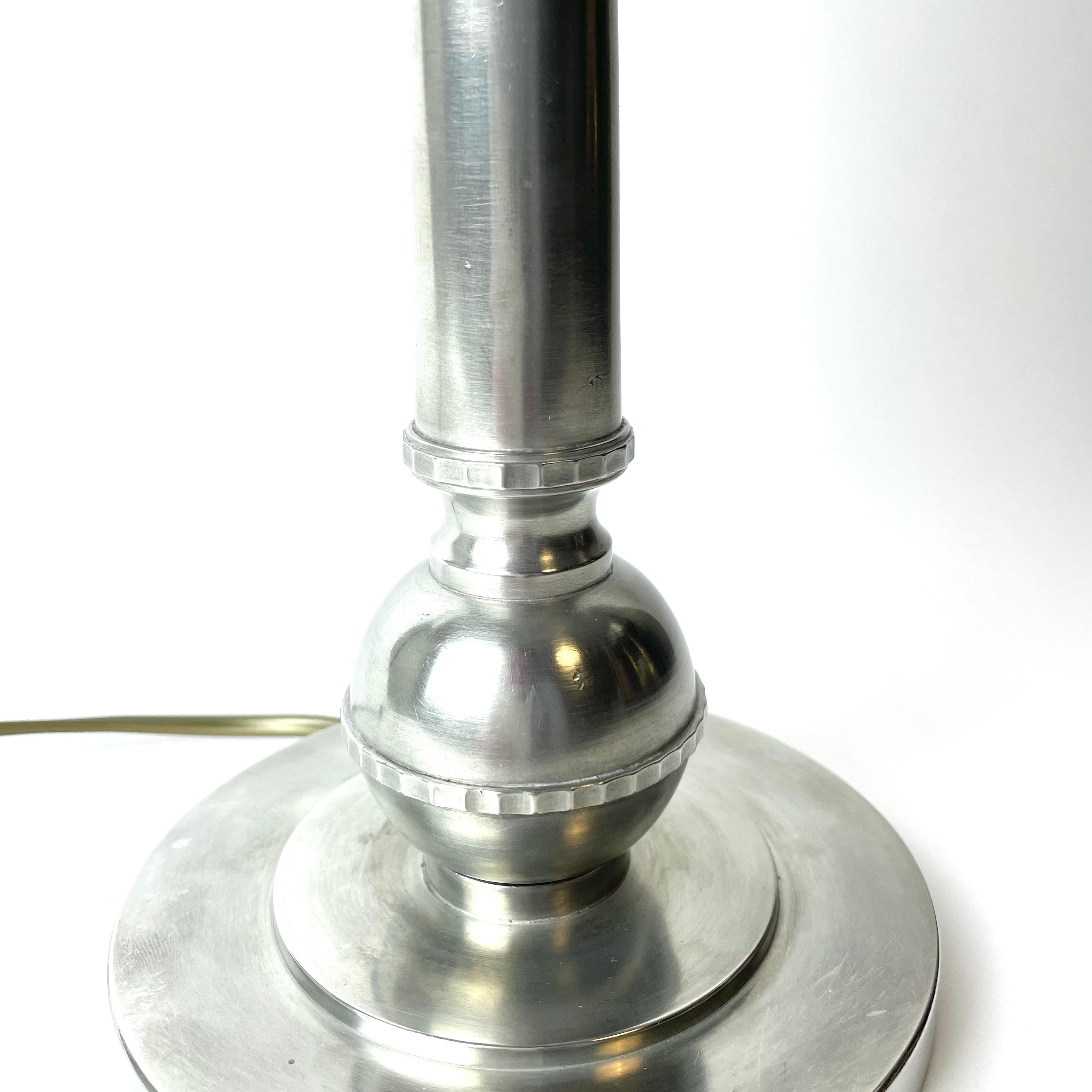 Elegant Pewter Lamp in Art Deco, C.G Hallberg Stockholm, Year 1930 For Sale 2