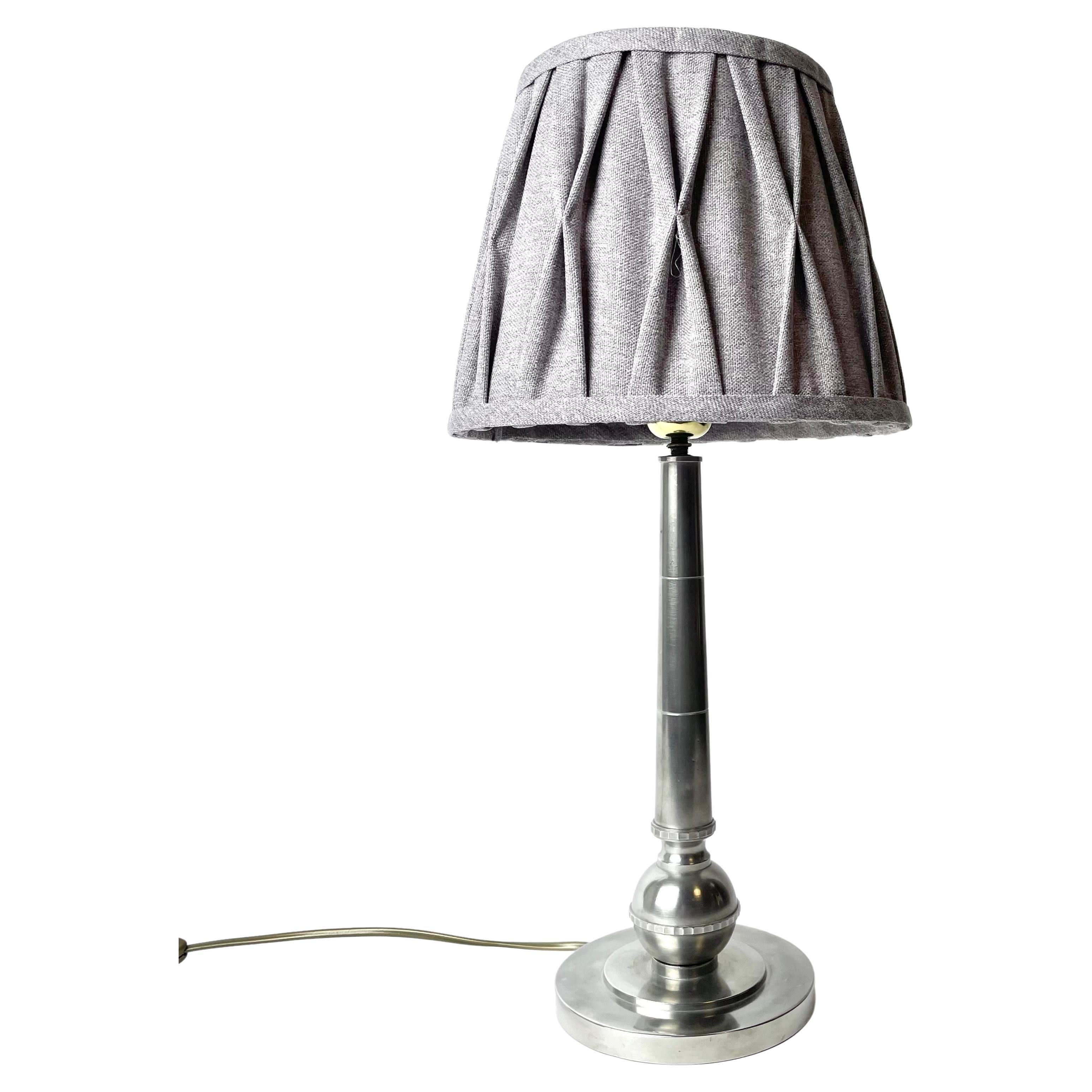 Elegant Pewter Lamp in Art Deco, C.G Hallberg Stockholm, Year 1930 For Sale