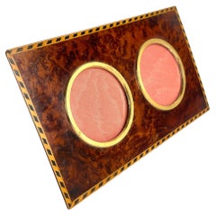 Elegant photo frame in thuja burl with gilded details from the 1930s