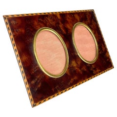 Elegant photo frame in thuja burl with gilded details from the 1930s