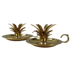 Elegant pineapple candlesticks in lacquered brass 1970