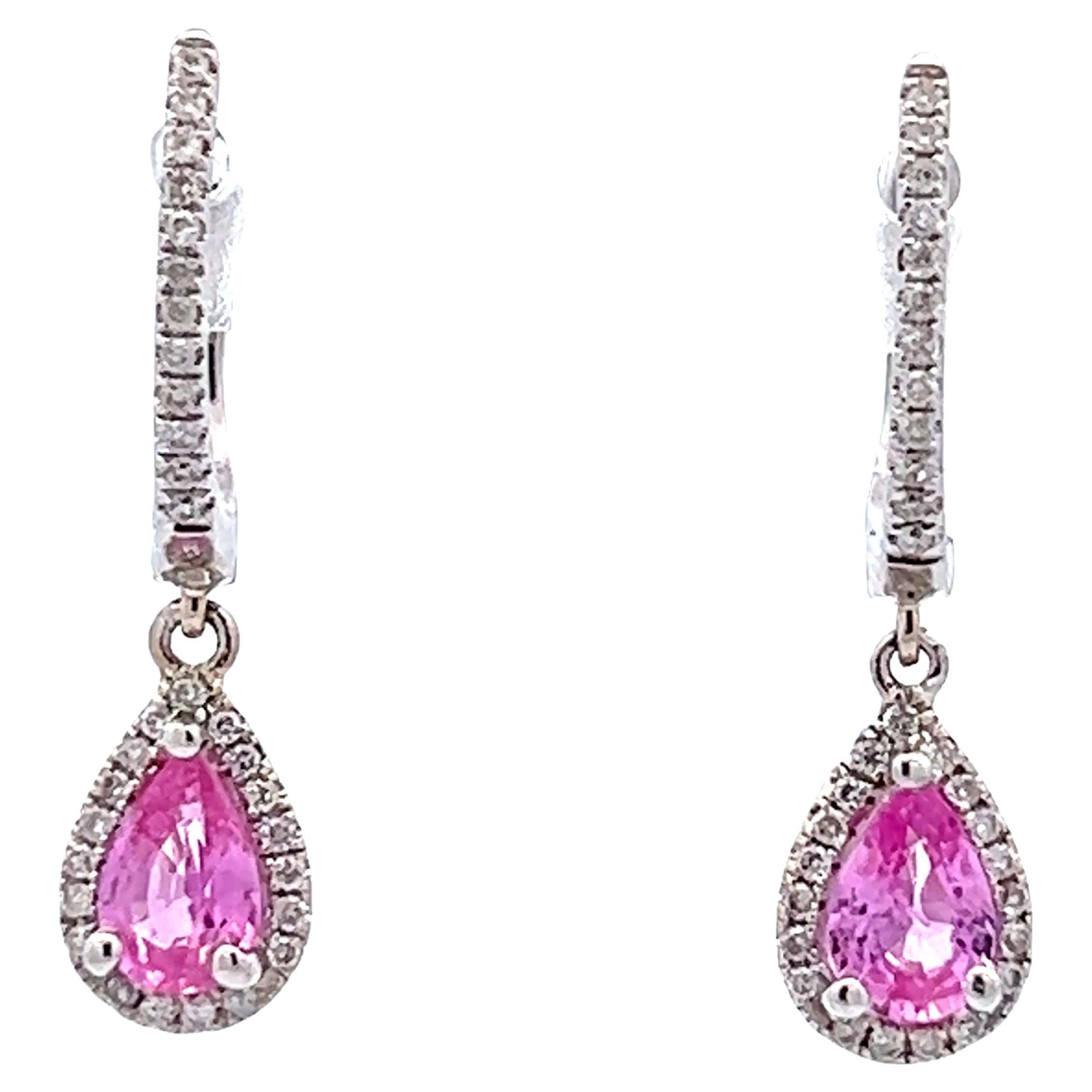 Elegant Pink Drop Earrings For Sale