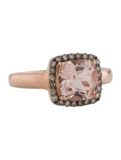 Exquisite 14K Diamond & Morganite Cocktail Ring - Size 7.5 - Elegant Jewelry