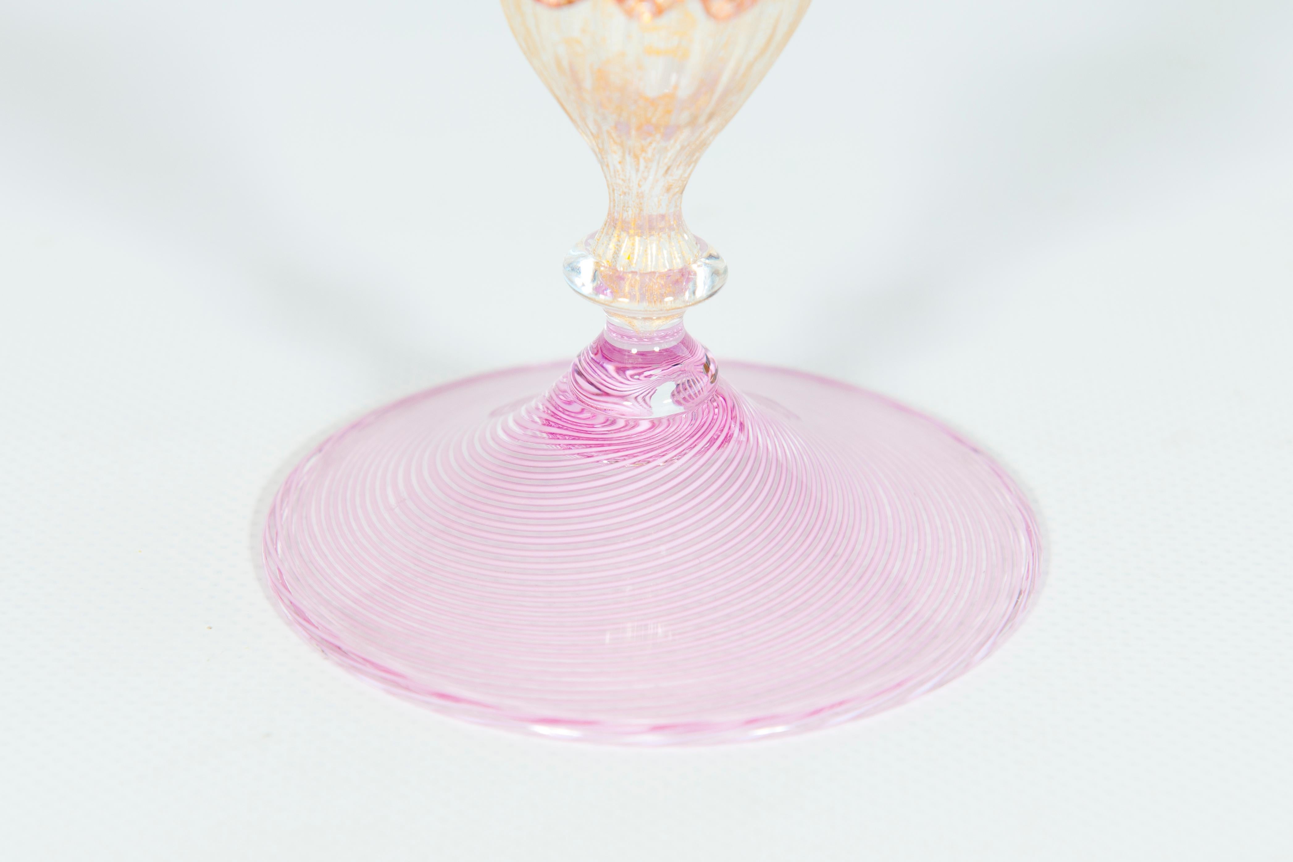 pink glass goblets
