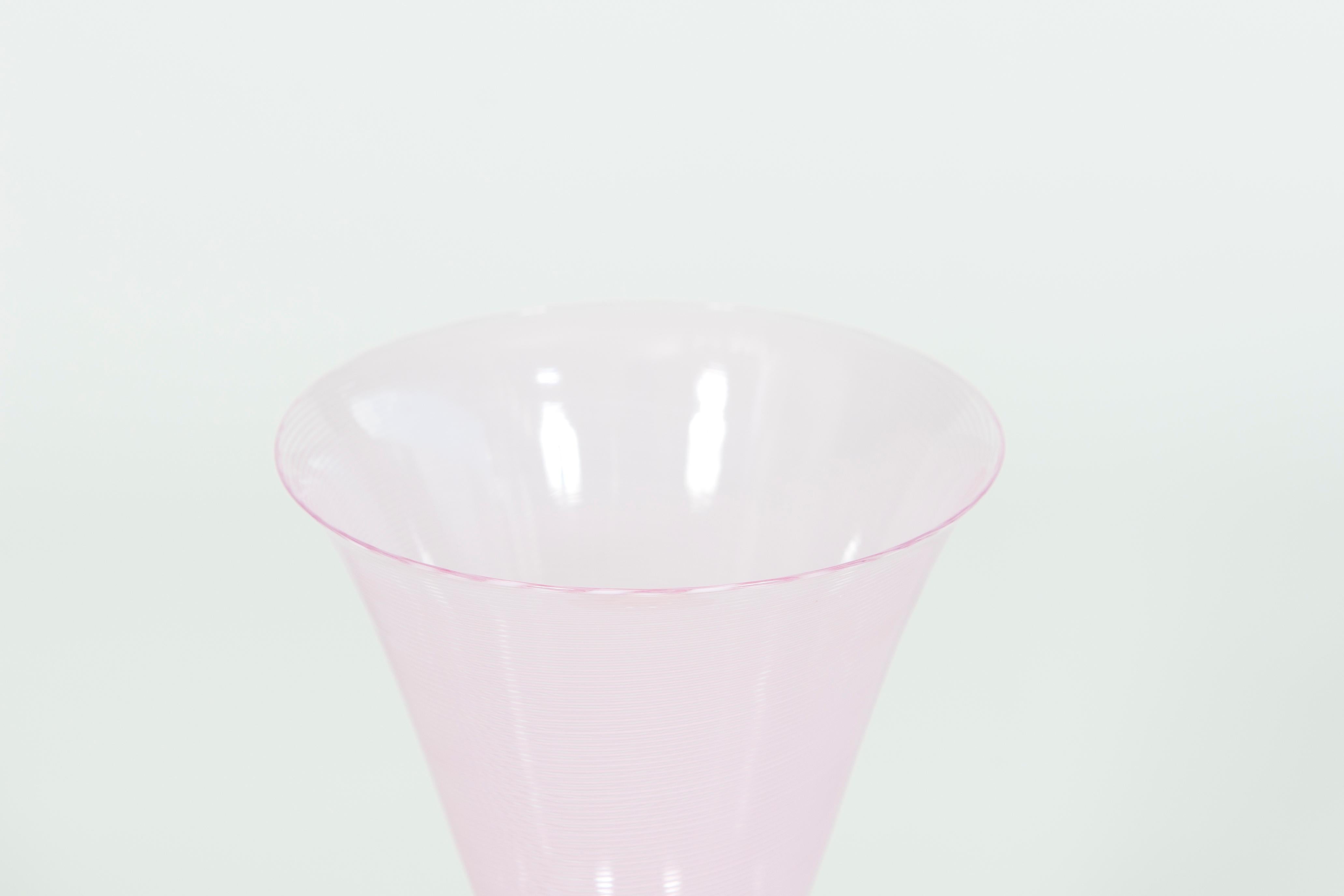 Mid-Century Modern Elegant Pink Goblet in Murano Glass with “Morise” Decorations, Italy, 1990s