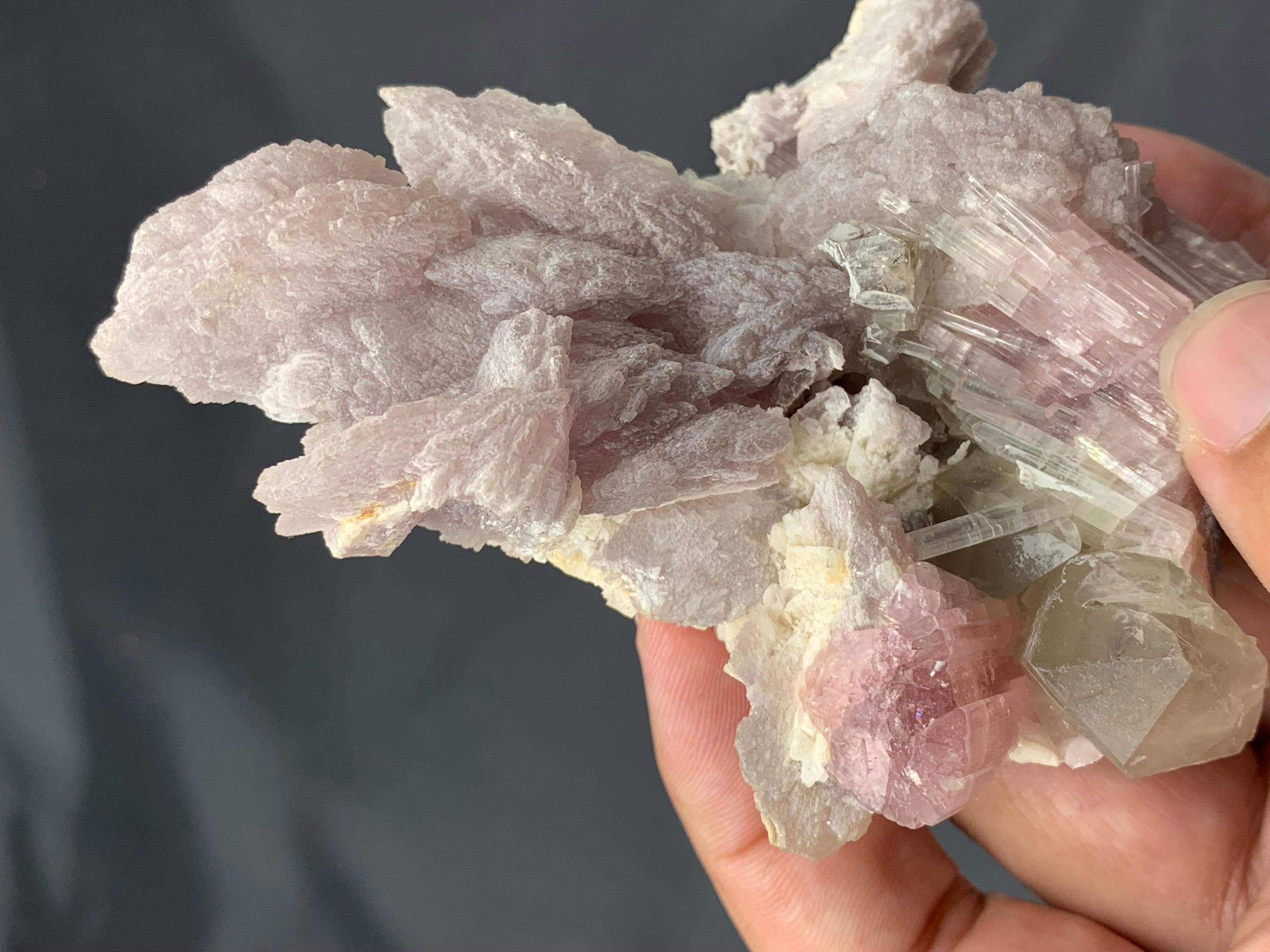 Elegant Pink Lepidolite On Pink Tourmaline Crystals With Quartz From Afghanistan For Sale 6