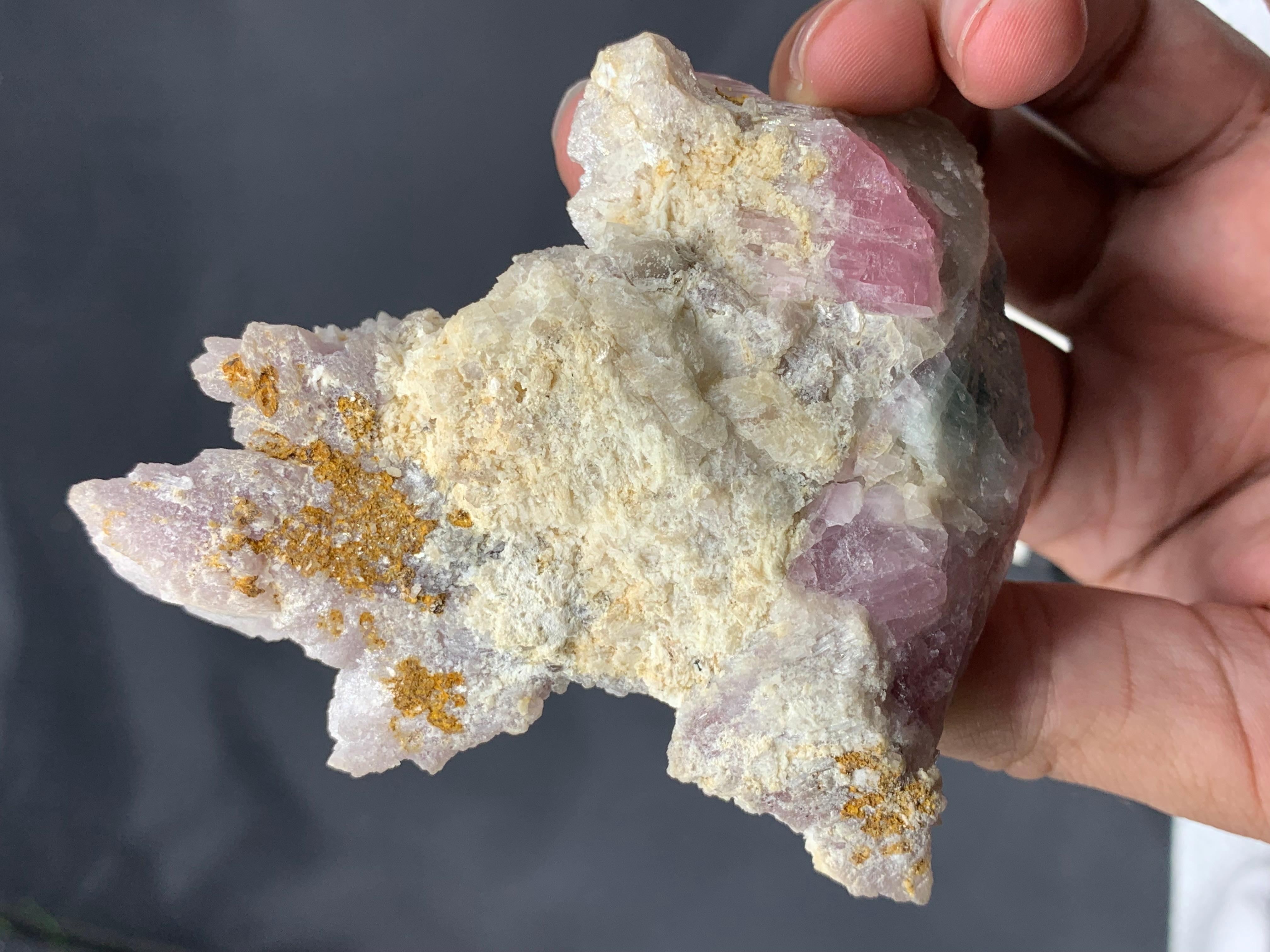 Contemporary Elegant Pink Lepidolite On Pink Tourmaline Crystals With Quartz From Afghanistan For Sale
