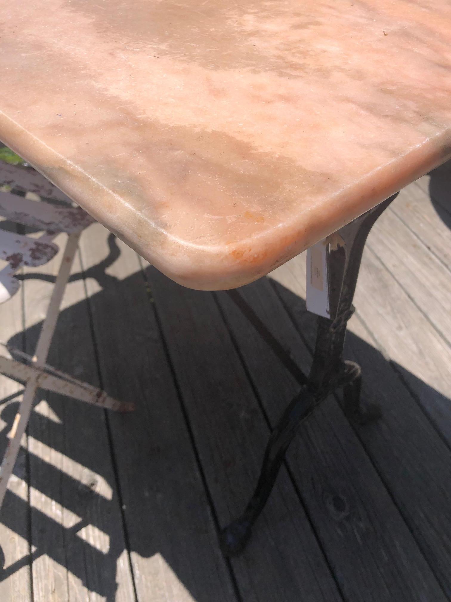 Elegant Pink Marble and Iron French Bistro Table 3