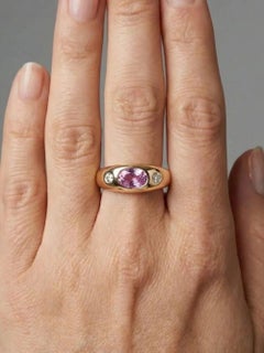 Elegant Pink Sapphire Diamond 14K (18K Custom) Gold Band Ring