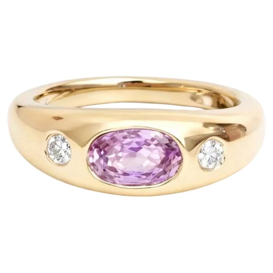 4.15ct Diamond & Pink Sapphire 14K Yellow Gold Band Ring