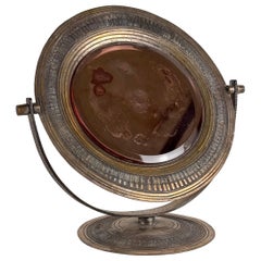 Elegance Miroir de table rose de Celestino Gallinaro, laiton Hammer, années 1950, signé