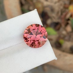 Elegant Pink Tourmaline Ring Gem 9.90 Carat Round Precision Cut Loose Gemstone
