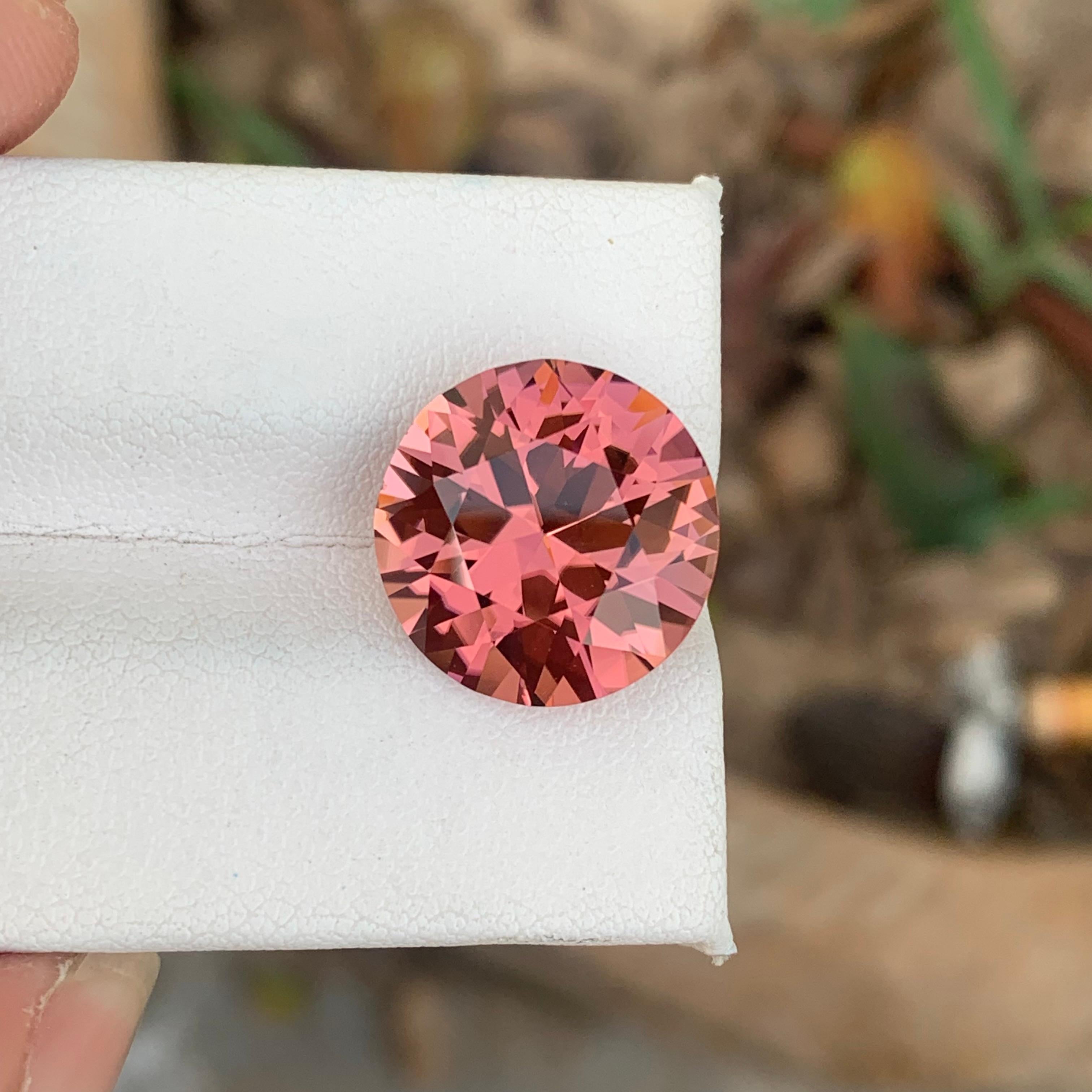 Round Cut Elegant Pink Tourmaline Ring Gem 9.90 Carat Round Precision Cut Loose Gemstone For Sale